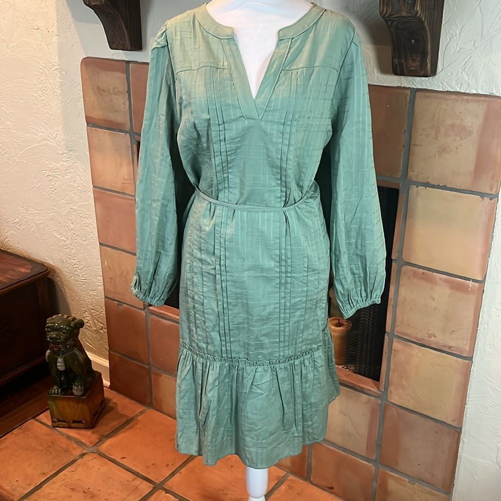 Lane Bryant | Dresses | Lane Bryantsage Green Splitneck Pintuck Dress Size 4